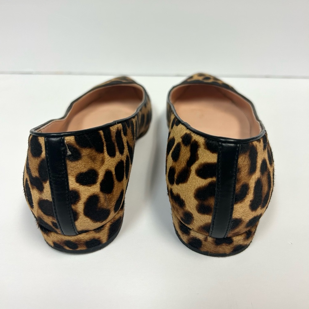 J Crew Leopard Print Shoes Women 9 Calf Hair Ballet Flats Pointed Toe Tan Brown - Picture 6 of 14